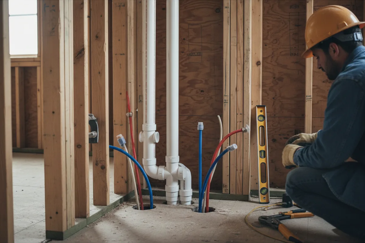 Drain and supply rough-in during Garbage Disposal Repair in Newmanstown