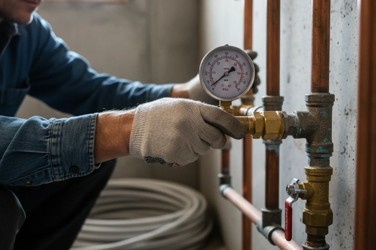 Pressure testing a repaired line during Water Line Repair in Newmanstown